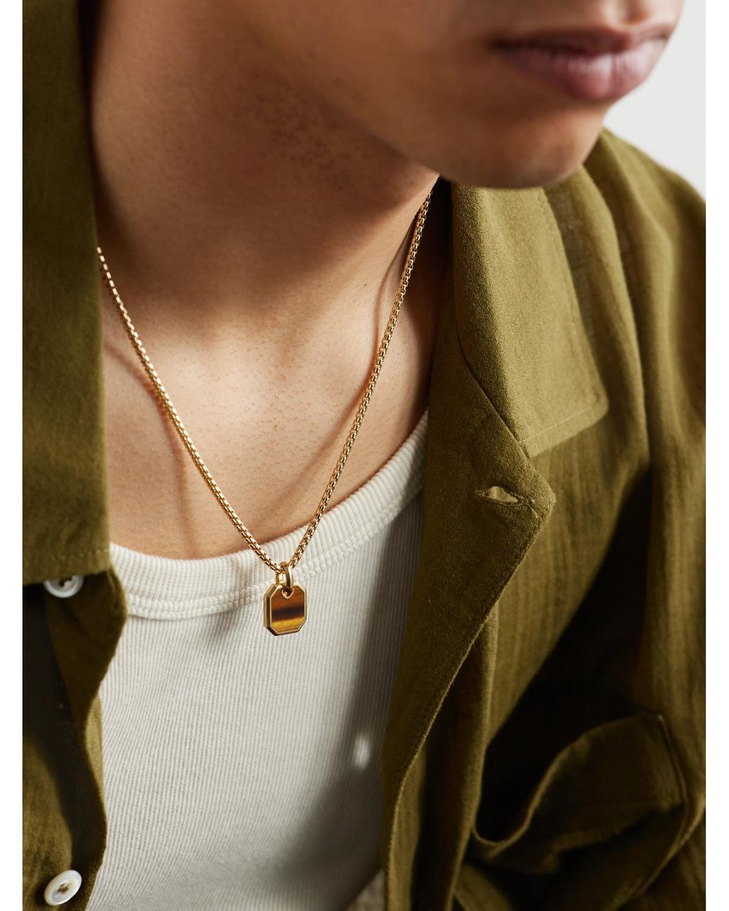 David Yurman Black 18-Karat Tiger's Eye Pendant for men