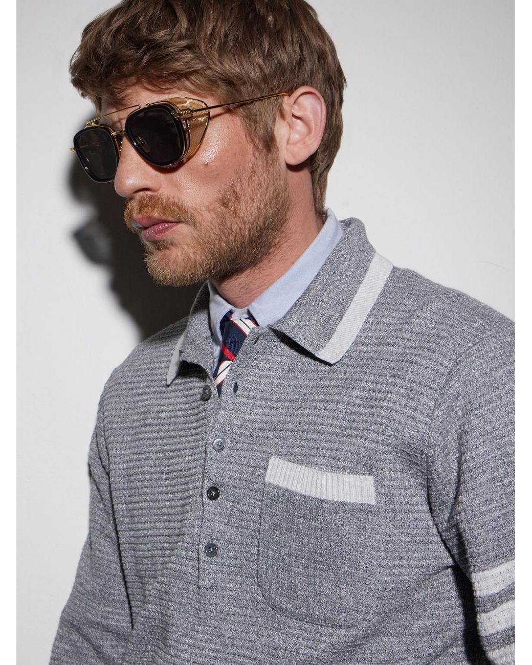 Thom Browne Metallic Round-Frame-Tone Titanium Sunglasses for men