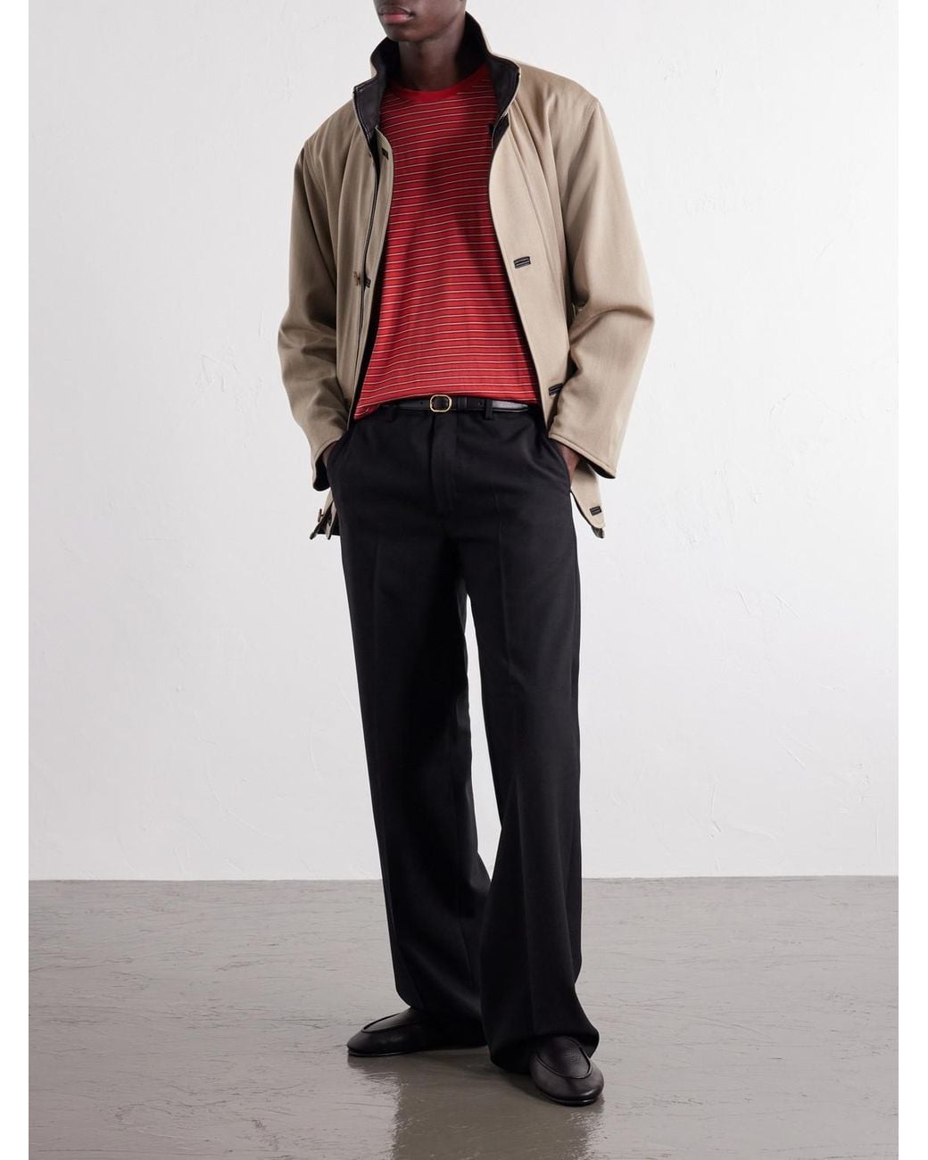 Auralee Red Striped Wool-Jersey T-Shirt for men