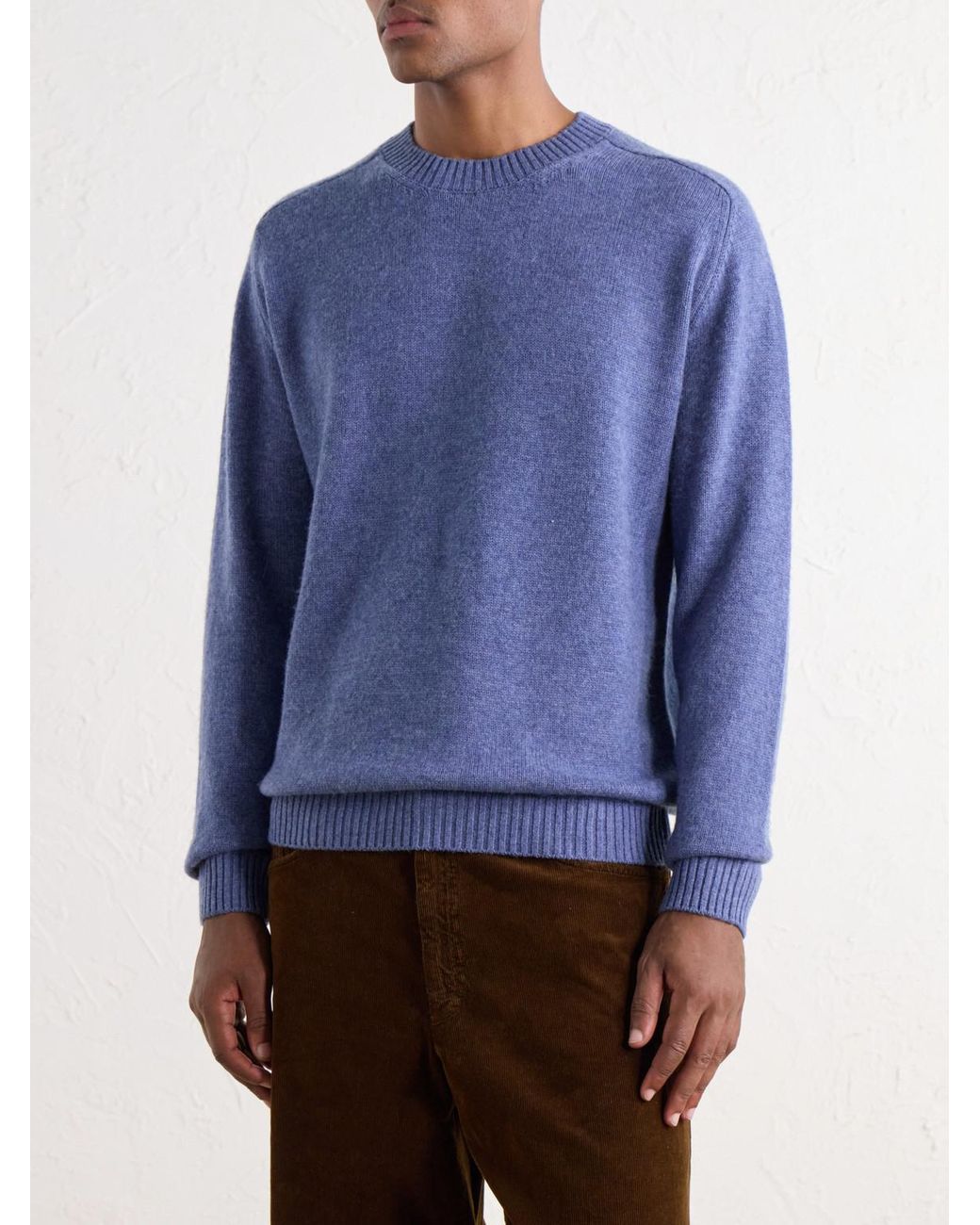 Boglioli Blue Virgin Wool And Cashmere-Blend Sweater for men