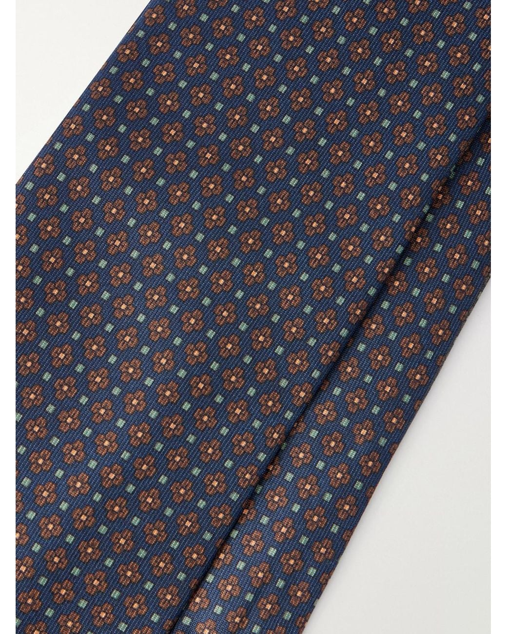 Rubinacci Blue 8Cm Printed Silk-Twill Tie for men