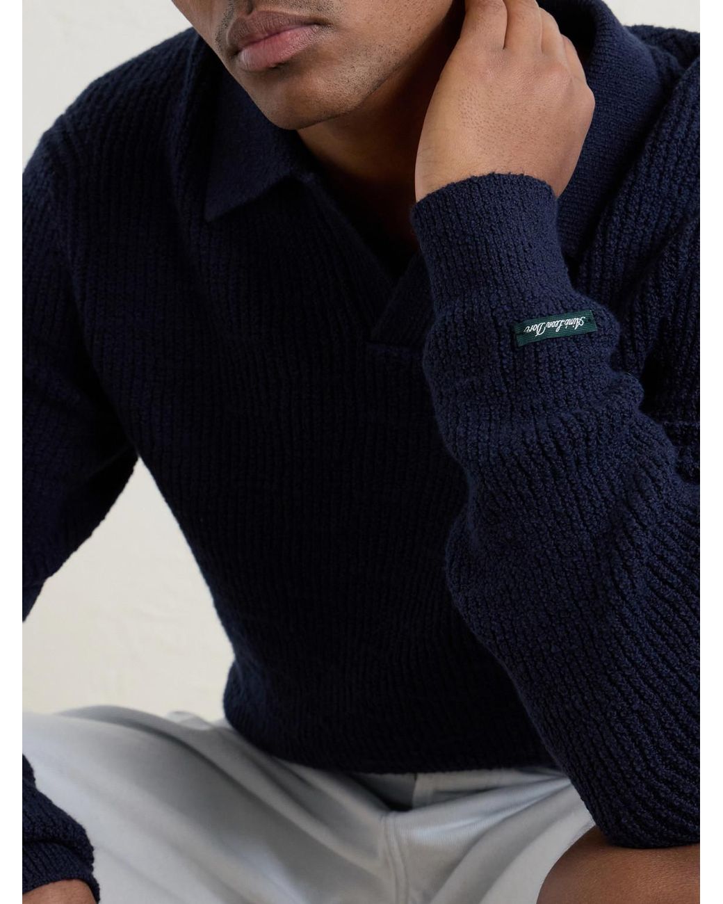 Aimé Leon Dore Blue Ribbed Cotton-Blend Bouclé Polo Shirt for men