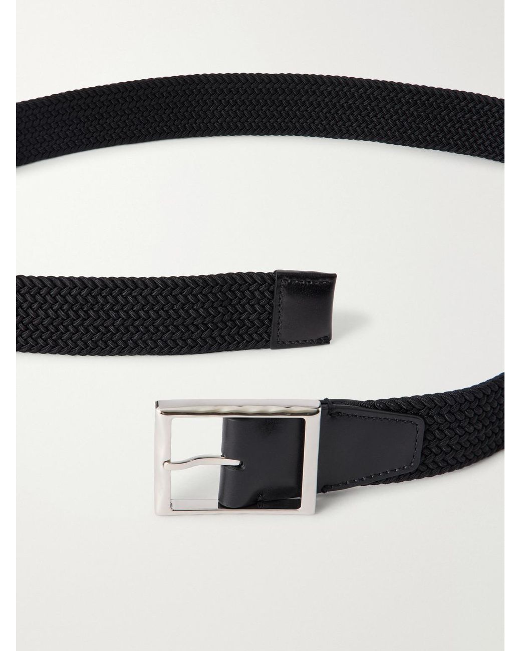 Berluti Black 3.8cm Leather-trimmed Braided Belt for men