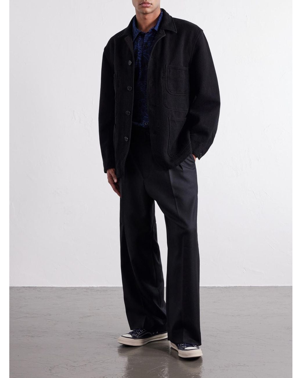 Blue Blue Japan Black Coverall Cotton-Sashiko Jacket for men