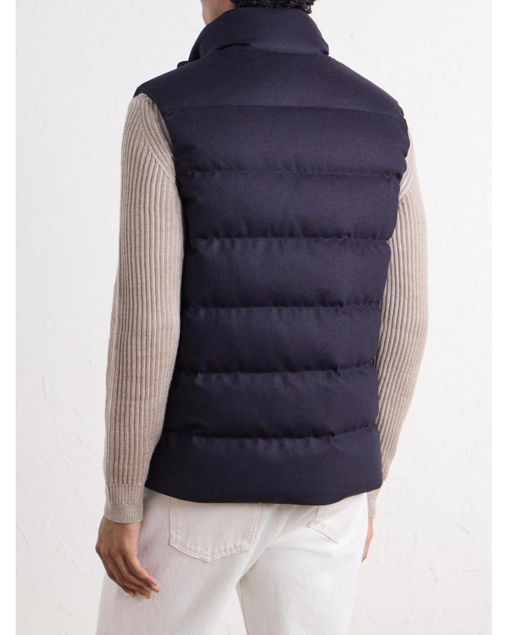 Slowear Blue Montedoro Quilted Wool-blend Down Gilet for men