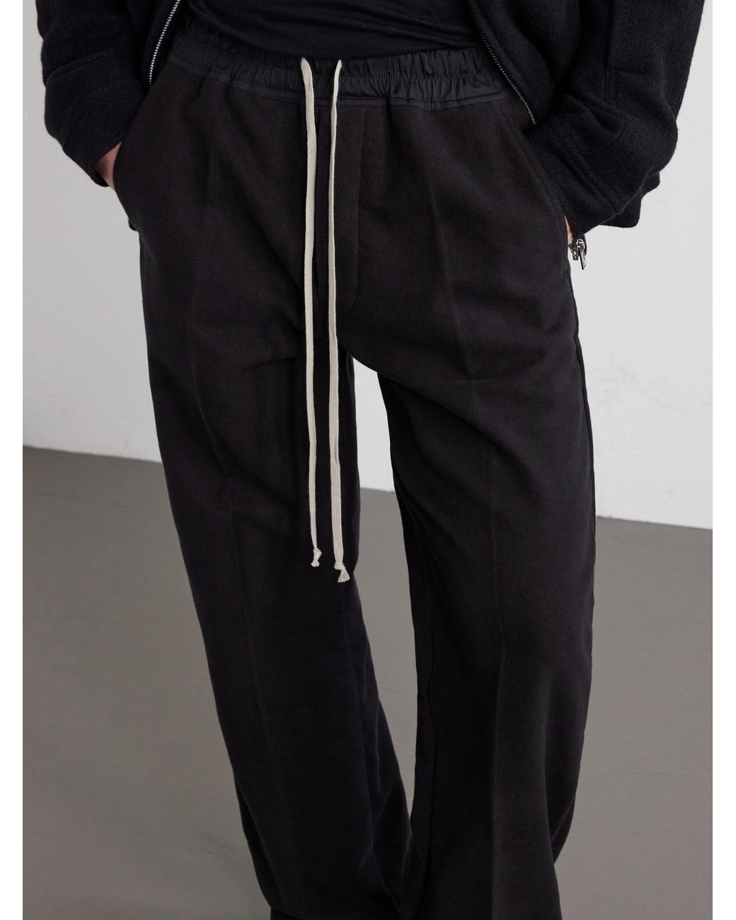 Rick Owens Black Dietrich Straight-leg Cotton-twill Drawstring Trousers for men