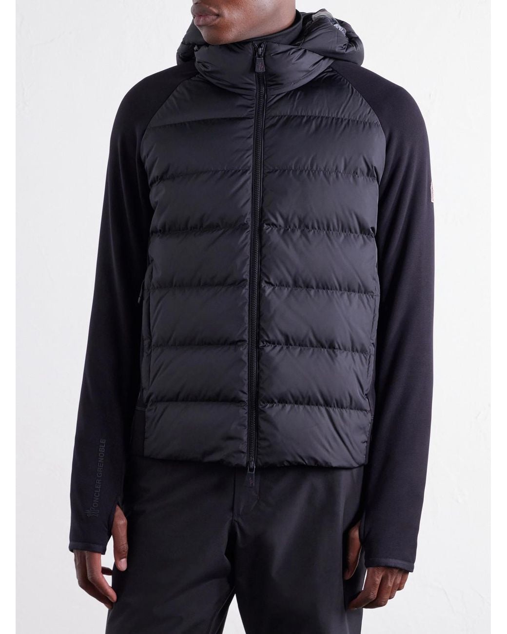 Moncler Black Hooded Quilted Shell And Polartec Power Stretch Pro Ski Mid-Layer for men