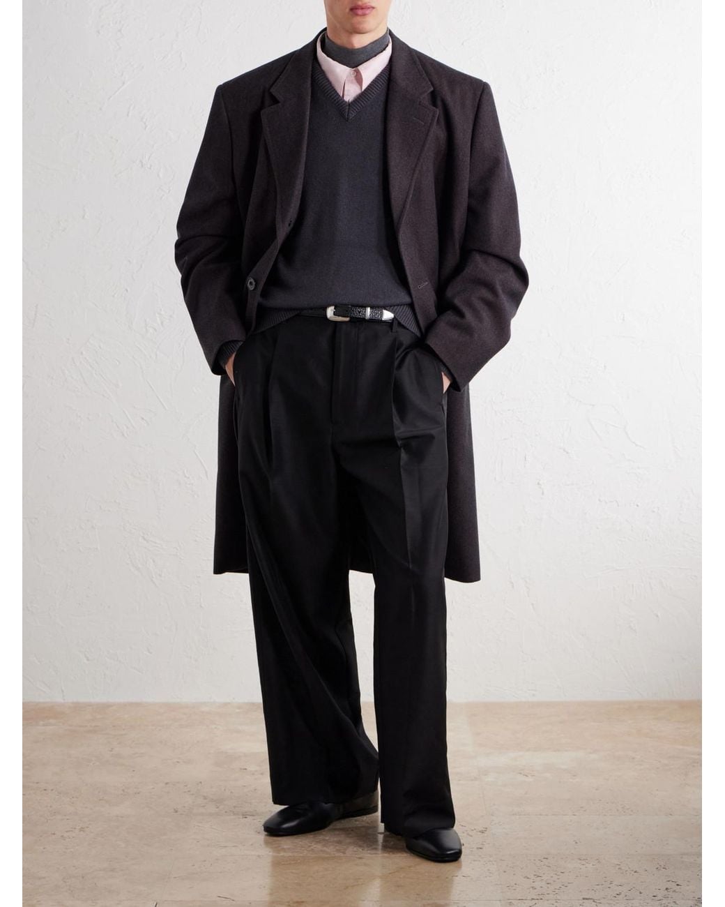 Lemaire Blue Woven Cashmere-Blend Coat for men