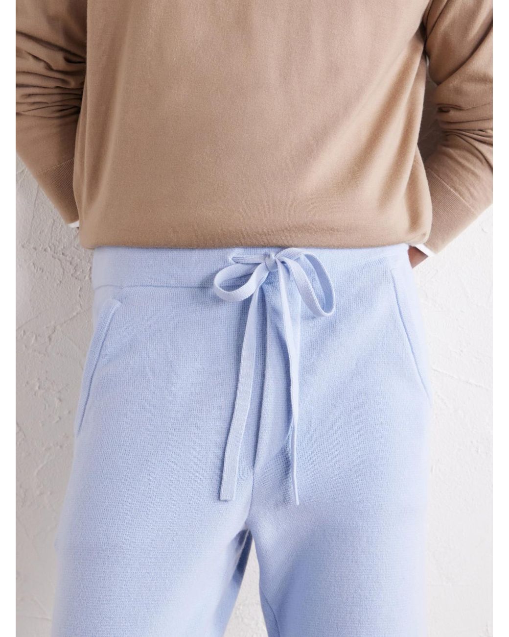 God's True Cashmere Blue Straight-Leg Cashmere-Knit Trousers for men
