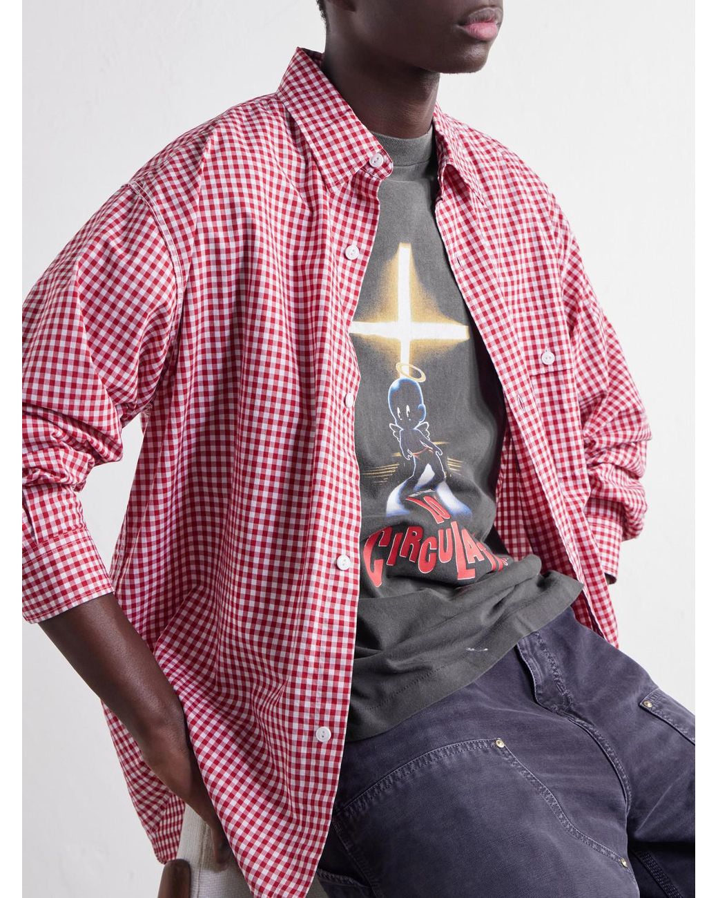 SAINT Mxxxxxx Gray Love Circulation Printed Distressed Cotton-Jersey T-Shirt for men
