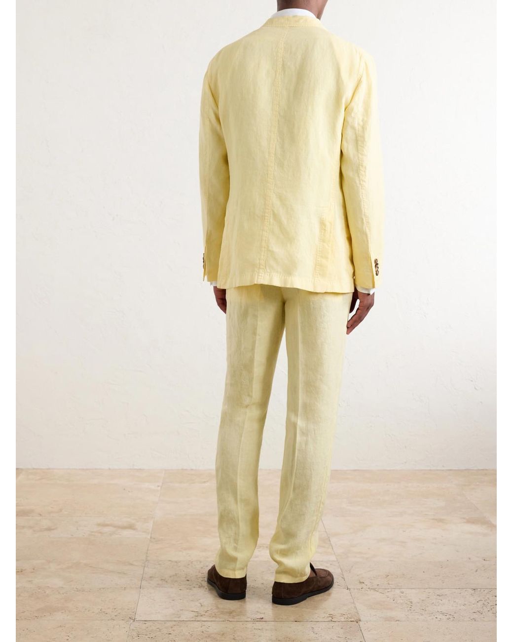 Boglioli Yellow Straight-Leg Linen Suit Trousers for men