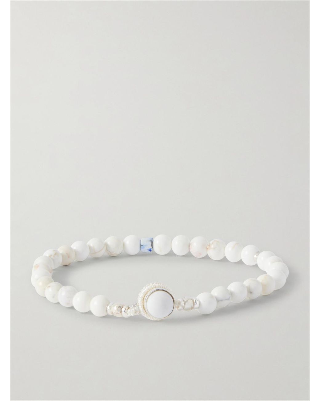 Mikia White Circle 8 Sterling And Magnesite Bracelet for men