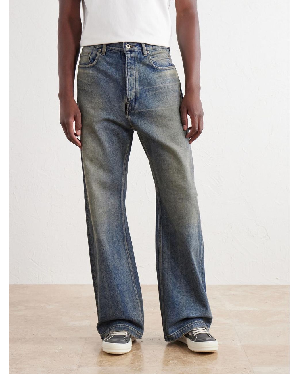 Rick Owens Blue Strobe Wide-Leg Jeans for men