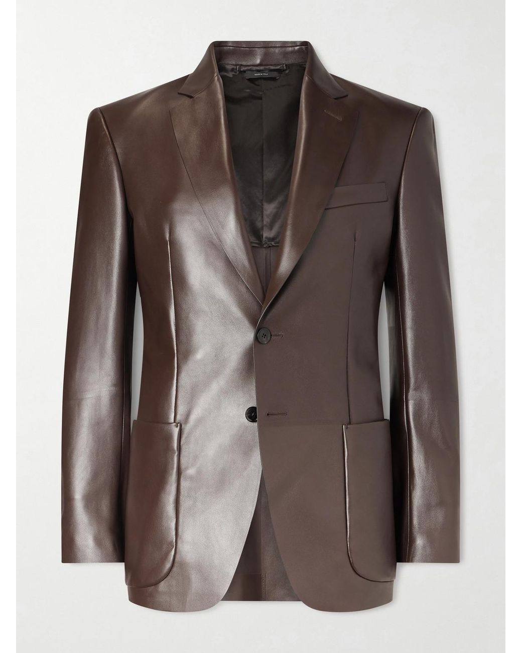 Tom Ford Brown Leather Blazer for men