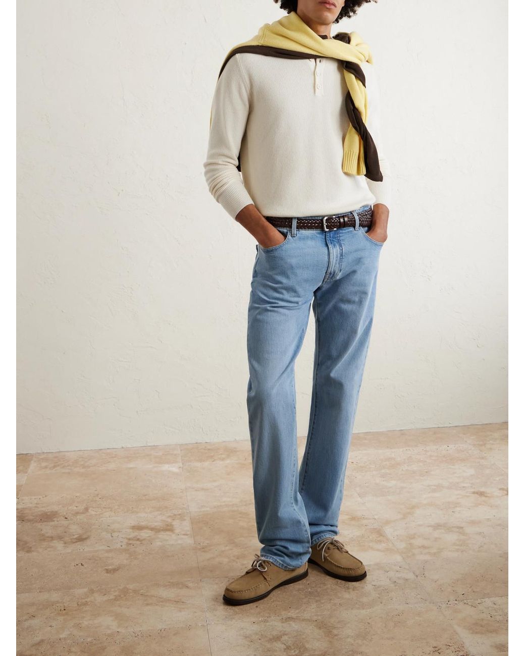 Canali Blue Straight-Leg Jeans for men