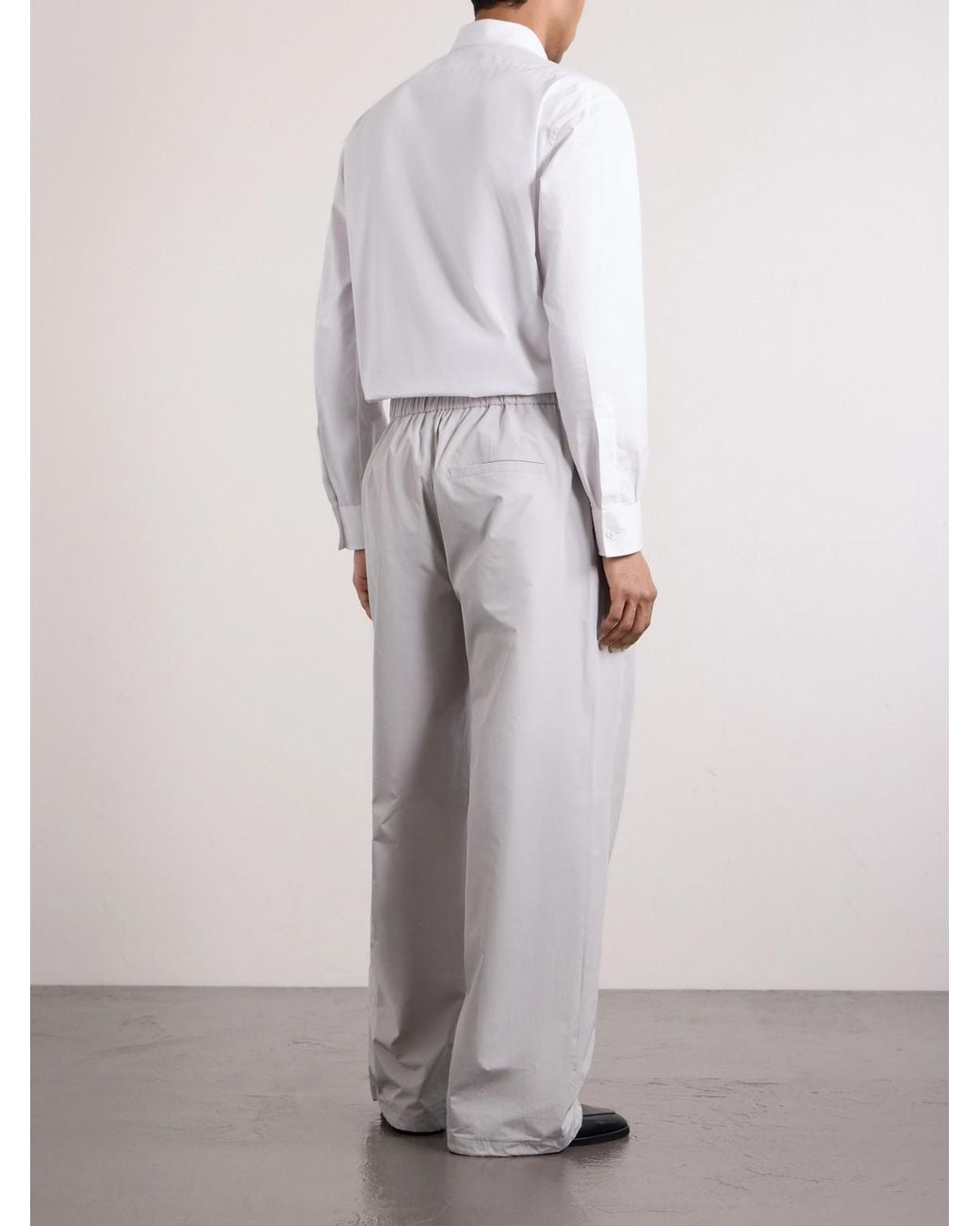 Amomento Gray Drawstring Straight-Leg Woven Trousers for men