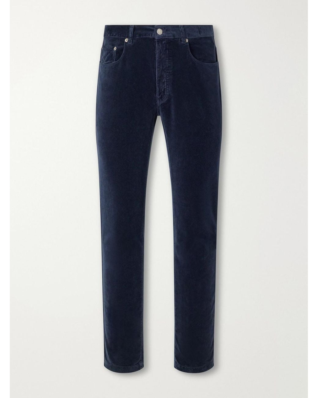 Massimo Alba Blue Straight-Leg Cotton-Velvet Trousers for men