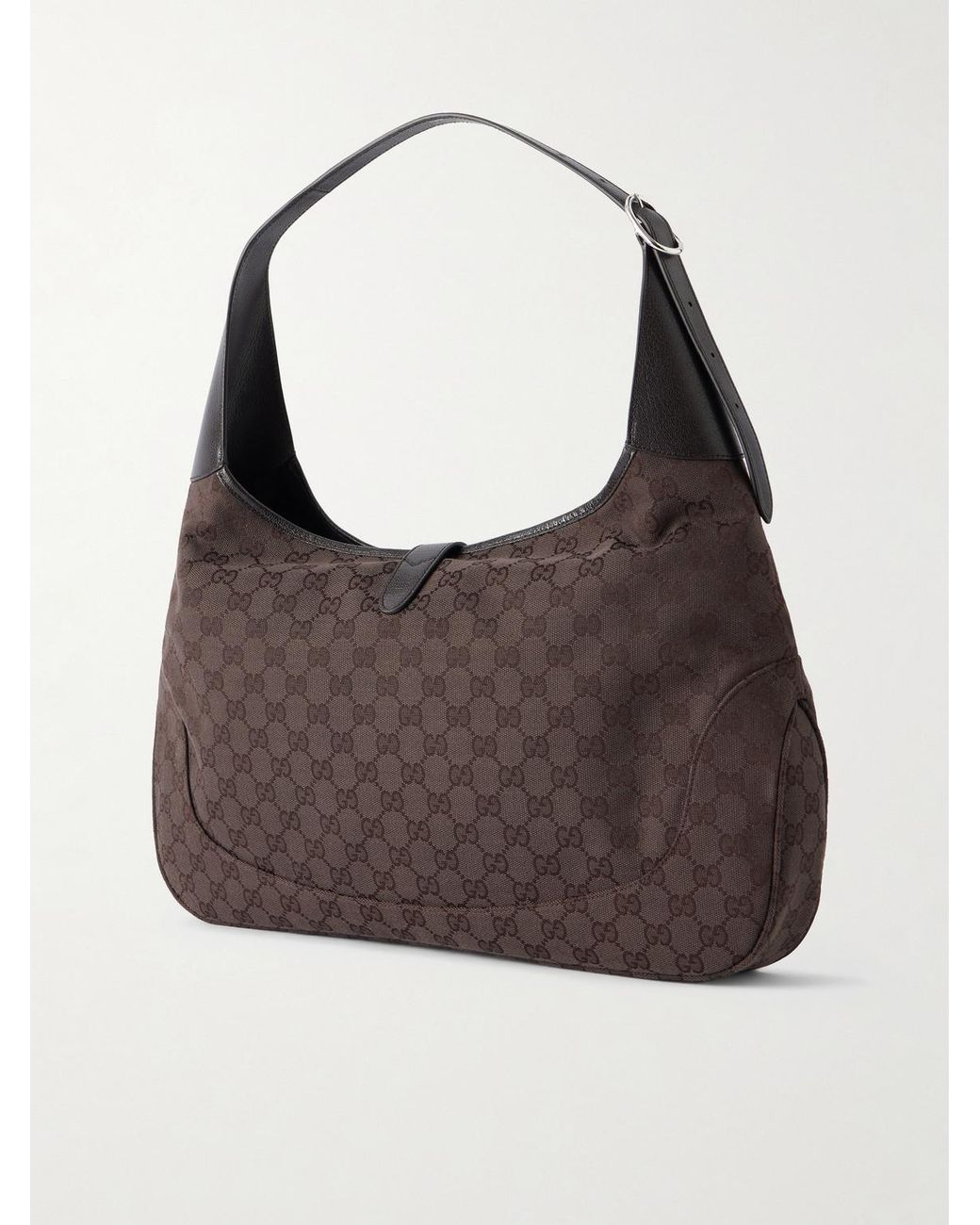 Gucci Black Jackie 1961 Leather-Trimmed Canvas-Jacquard Tote Bag for men