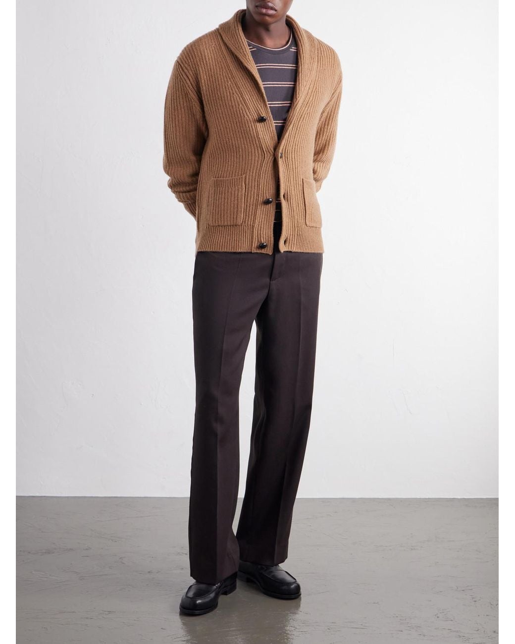 Mr P. Natural Ribbed Wool And Cashmere-Blend Cardigan for men