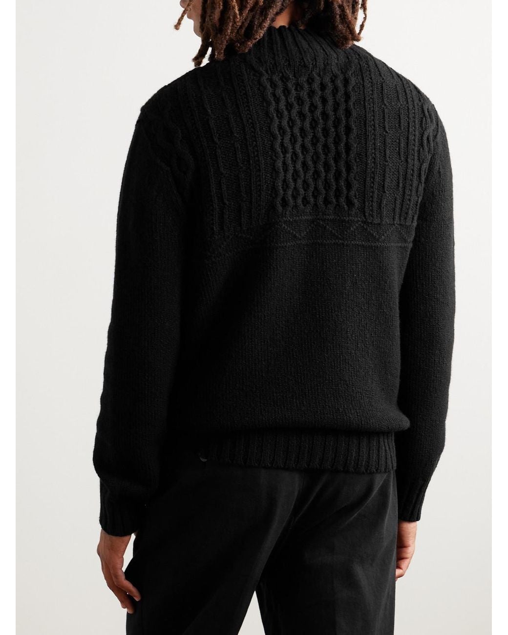 Máirtín Beag Galánta Merino Wool And Cashmere-Blend Sweater di Inis Meáin in Black da Uomo