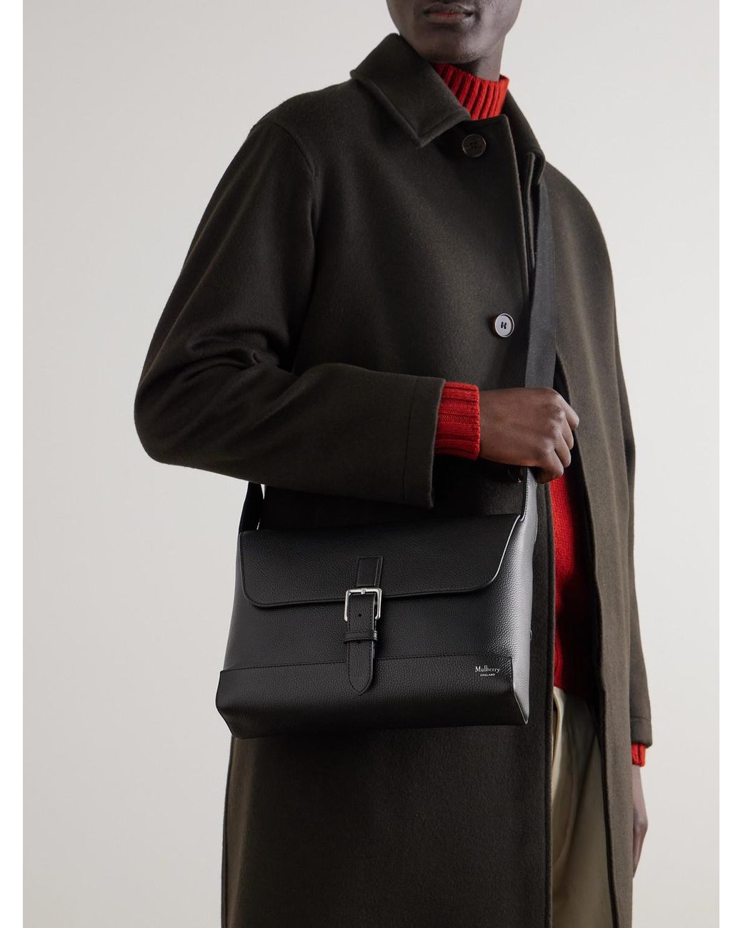 Mulberry Black Chiltern Small Full-Grain Leather Messenger Bag for men