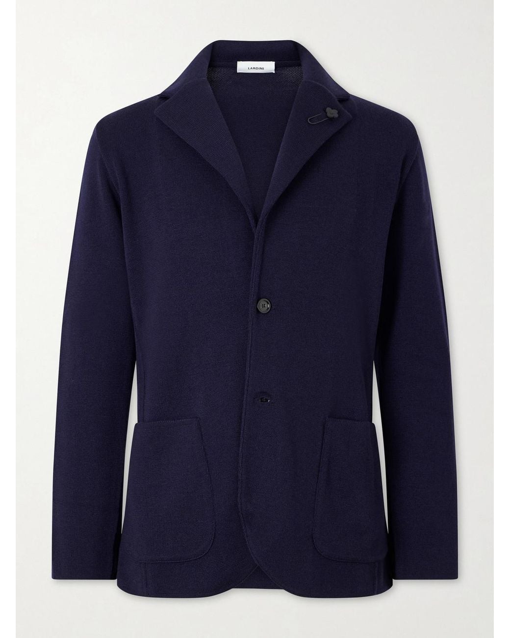 Lardini Blue Knitted Virgin Wool Blazer for men