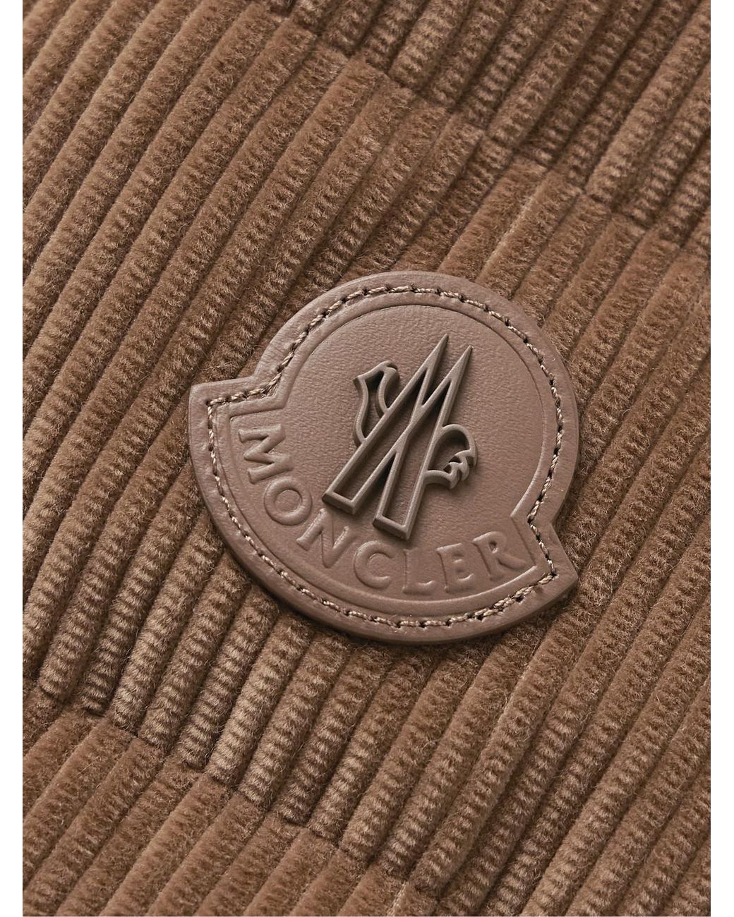 Moncler Brown Logo-Appliquéd Cotton-Corduroy Down Shirt Jacket for men