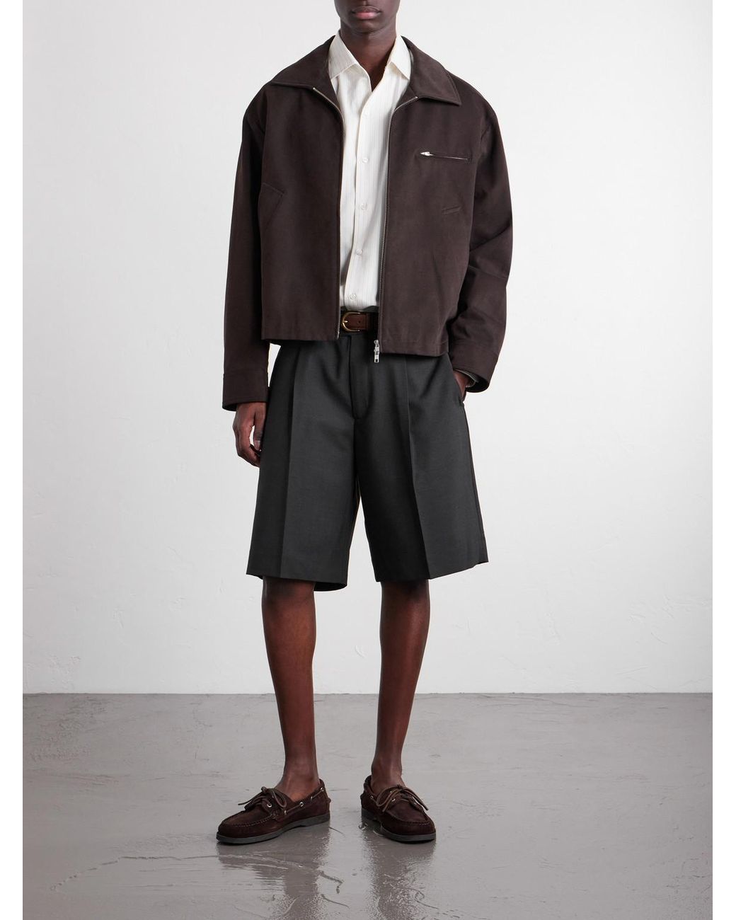 mfpen Gray Straight-leg Wool Shorts for men