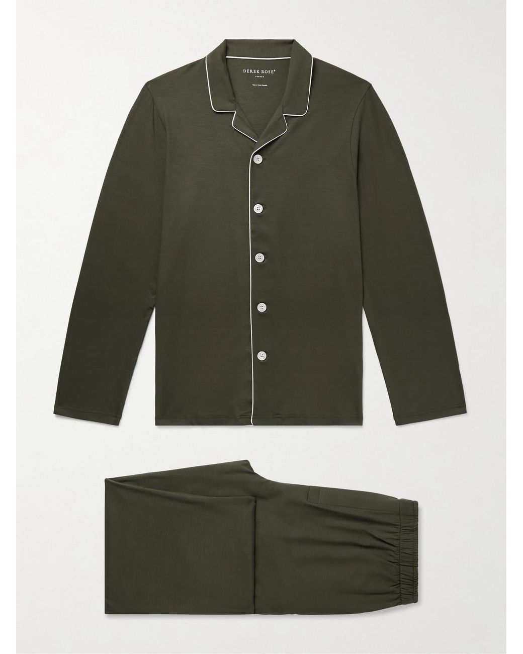 Derek Rose Green Basel Stretch-micro Modal Jersey Pyjama Set for men