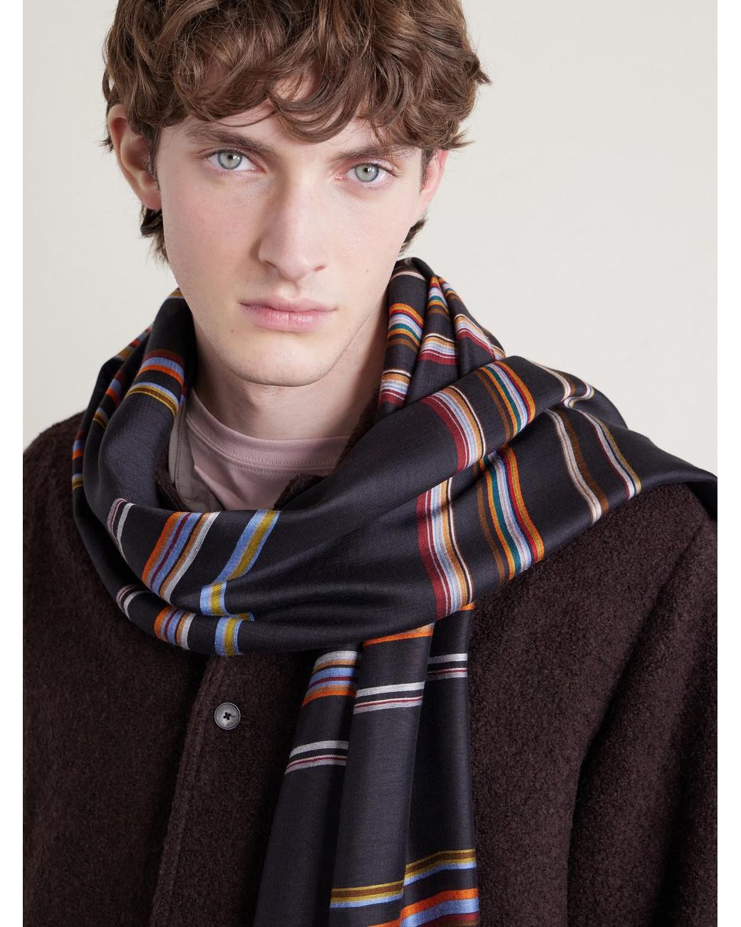 Striped Voile Scarf di Paul Smith in Blue da Uomo