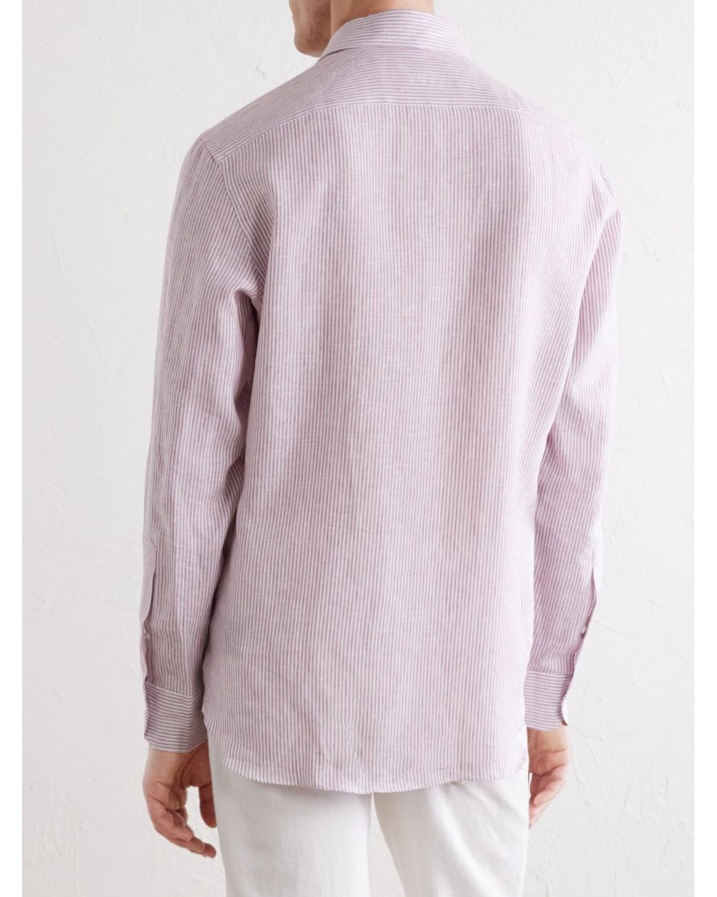 Zegna Pink Striped Linen Shirt for men