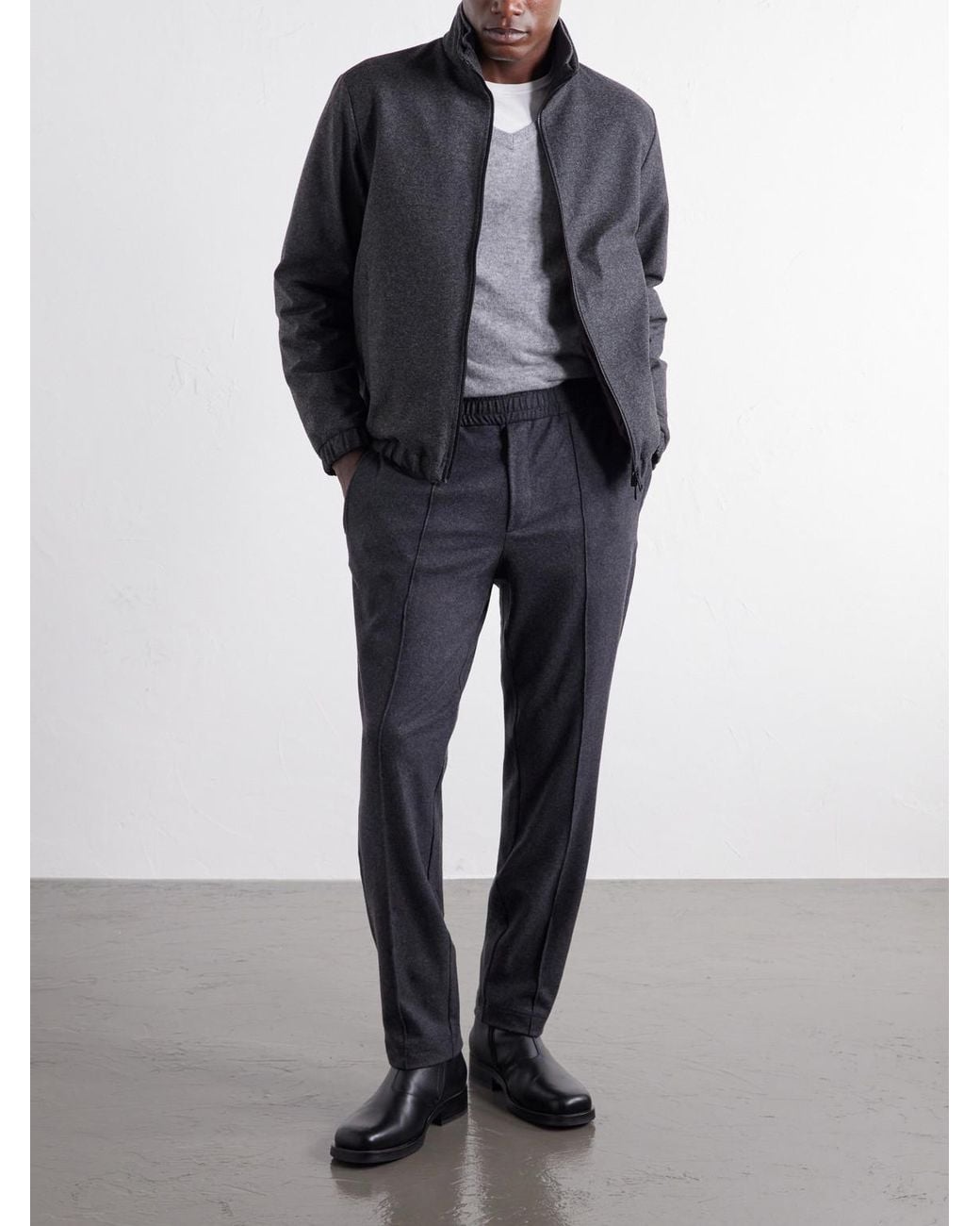 Moncler Gray Straight-Leg Mélange Stretch-Flannel Sweatpants for men