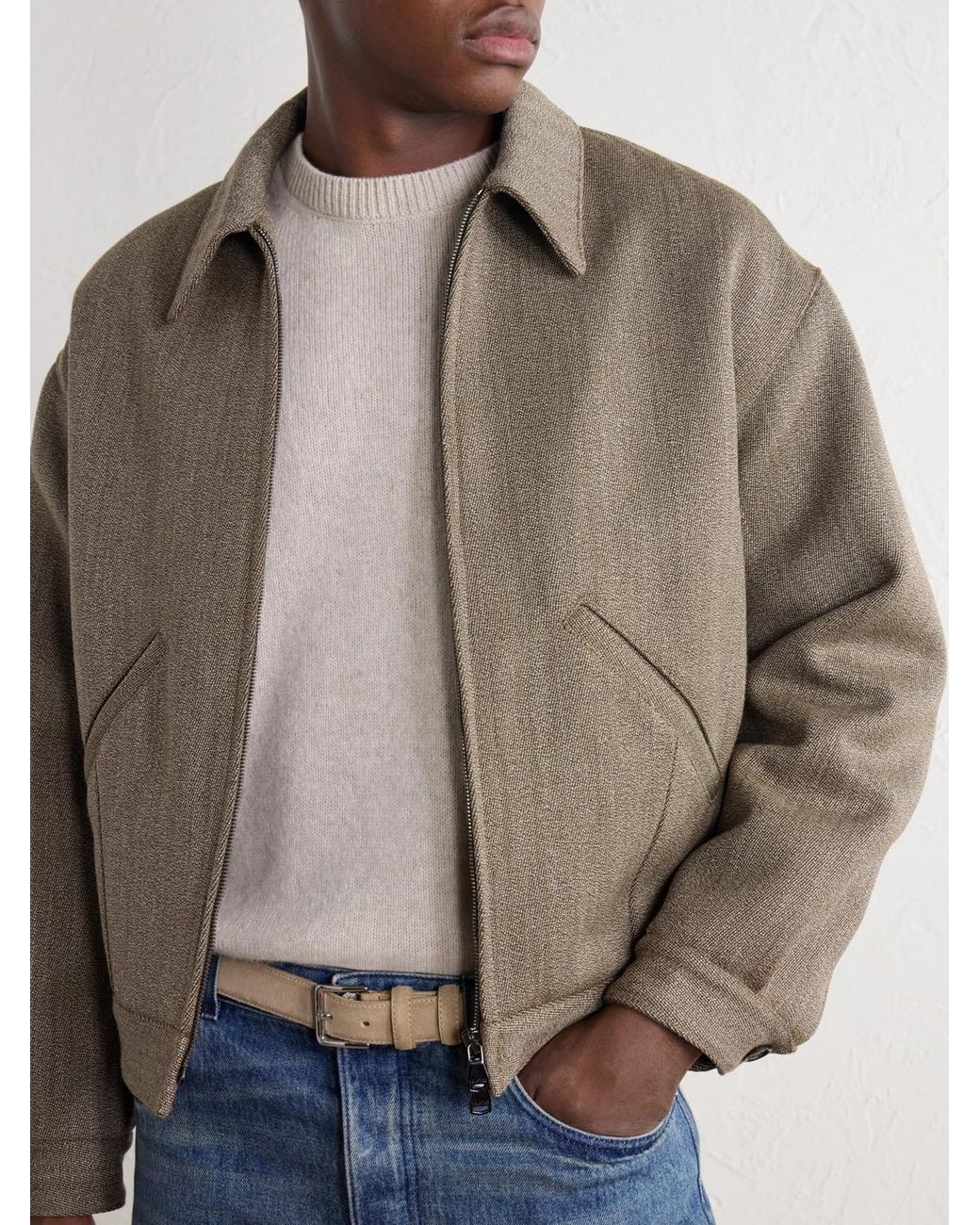 Valstar Gray Stan Wool-Covert Bomber Jacket for men