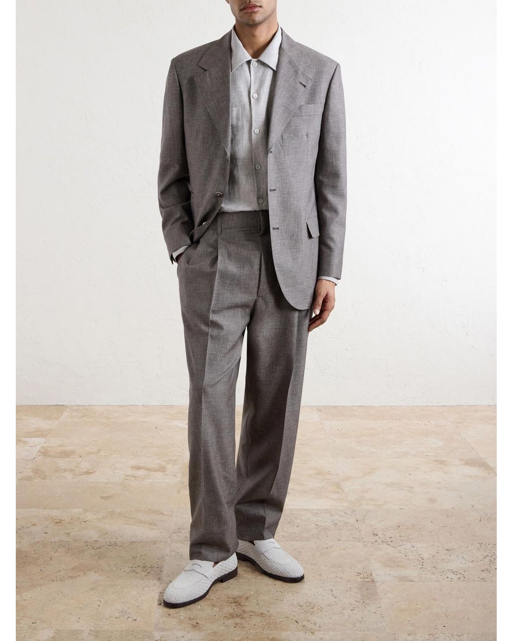 Brunello Cucinelli White Hemp, Linen And Cotton-Blend Shirt for men