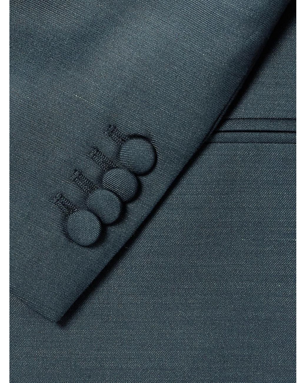 Mr P. Blue Slim-fit Double-breasted Shawl-lapel Wool for men