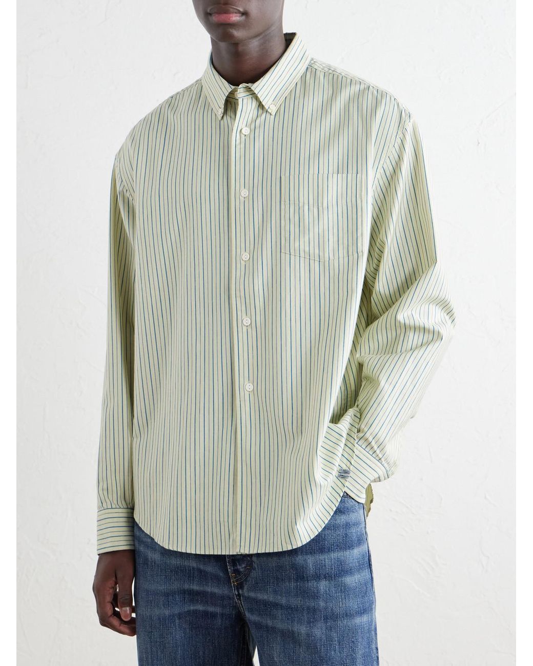 Visvim White Beiler Striped Cotton Oxford Shirt for men