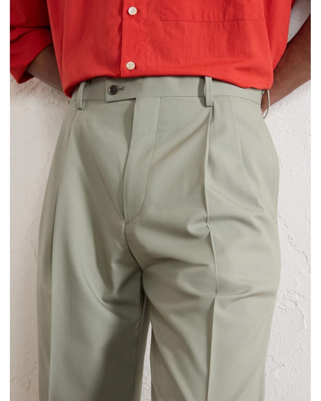 Auralee Gray Ultra Fine Tropical Wool Trousers for men