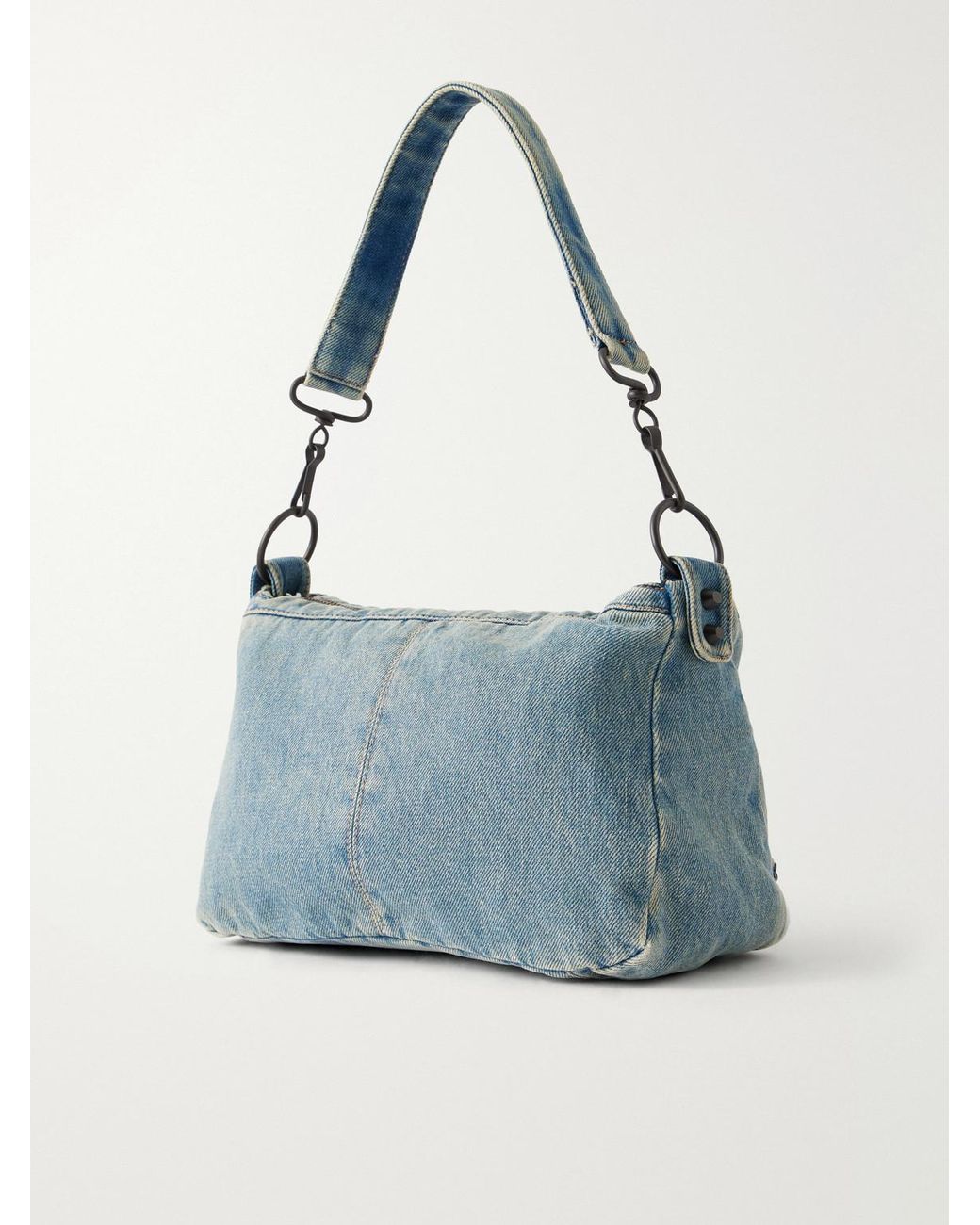 Balenciaga Blue Le City Moto Small Denim Messenger Bag for men