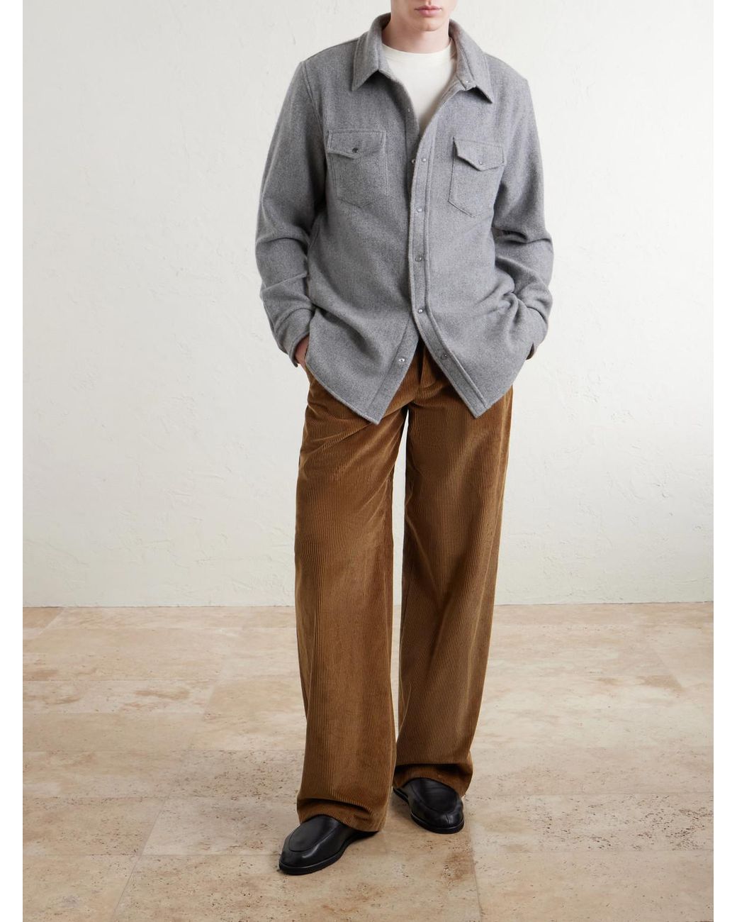 God's True Cashmere Gray Cashmere Shirt for men