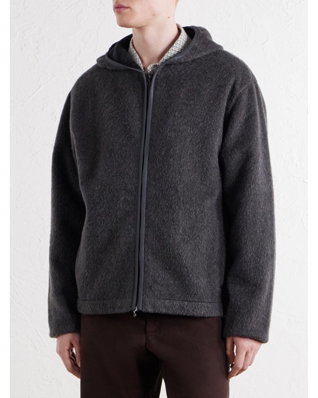 A Kind Of Guise Black Erro Brushed Wool And Mohair-Blend Felt Hoodie for men