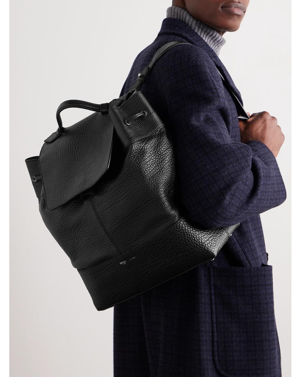 Metier Black Glide Full-Grain Leather Backpack for men