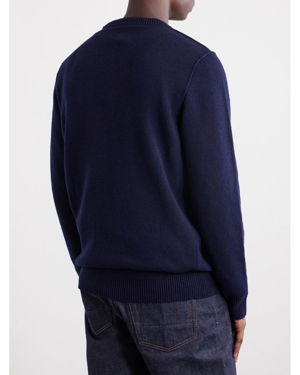 Stone Island Blue Logo-Appliquéd Wool-Blend Sweater for men