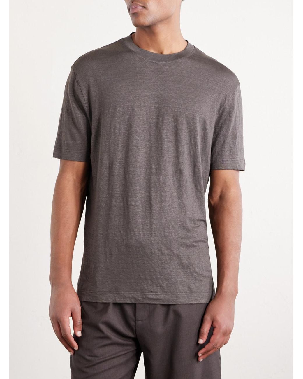 Thom Sweeney Gray Linen-blend T-shirt for men