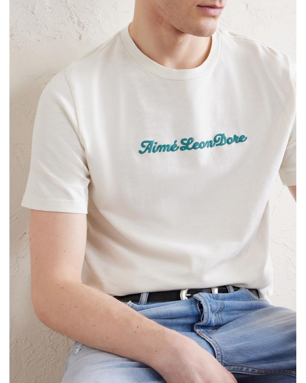 Aimé Leon Dore Natural Logo-Print Cotton-Jersey T-Shirt for men