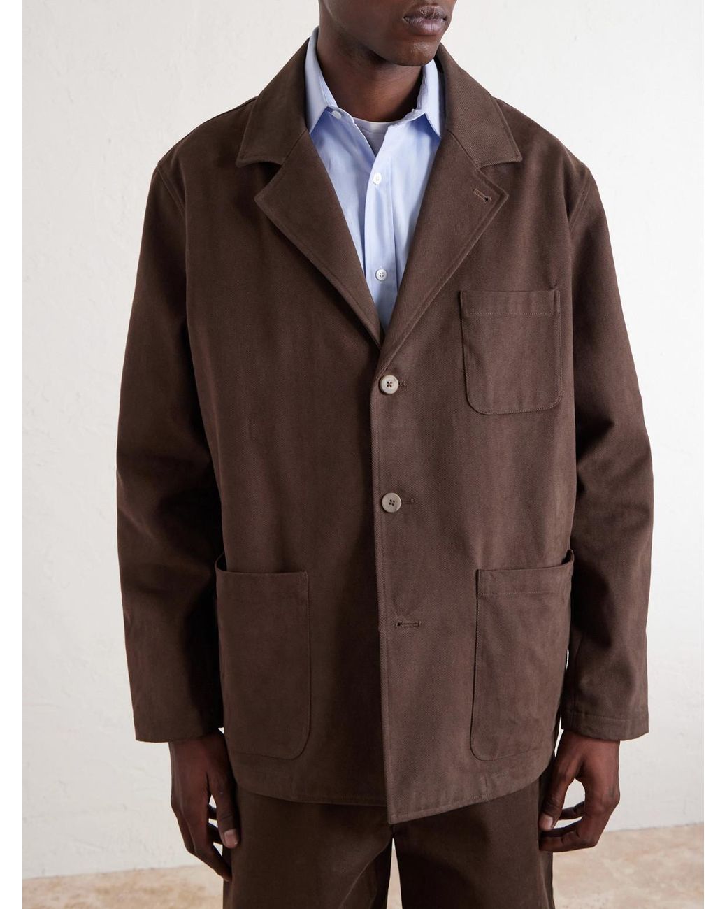 De Bonne Facture Brown Traveler Cotton-Twill Suit Jacket for men
