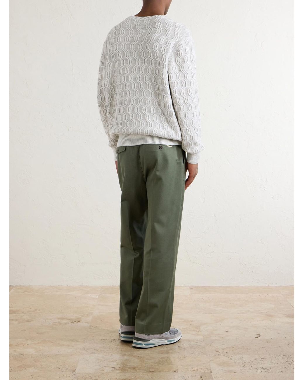Aimé Leon Dore White Cable-Knit Cotton-Blend Sweater for men