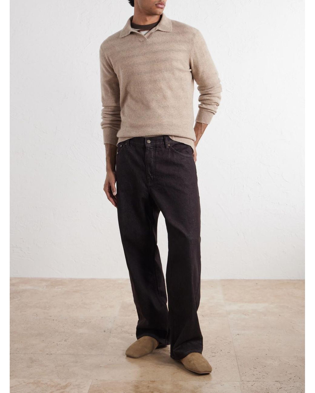 Altea White Wool And Cashmere-Blend Polo Sweater for men