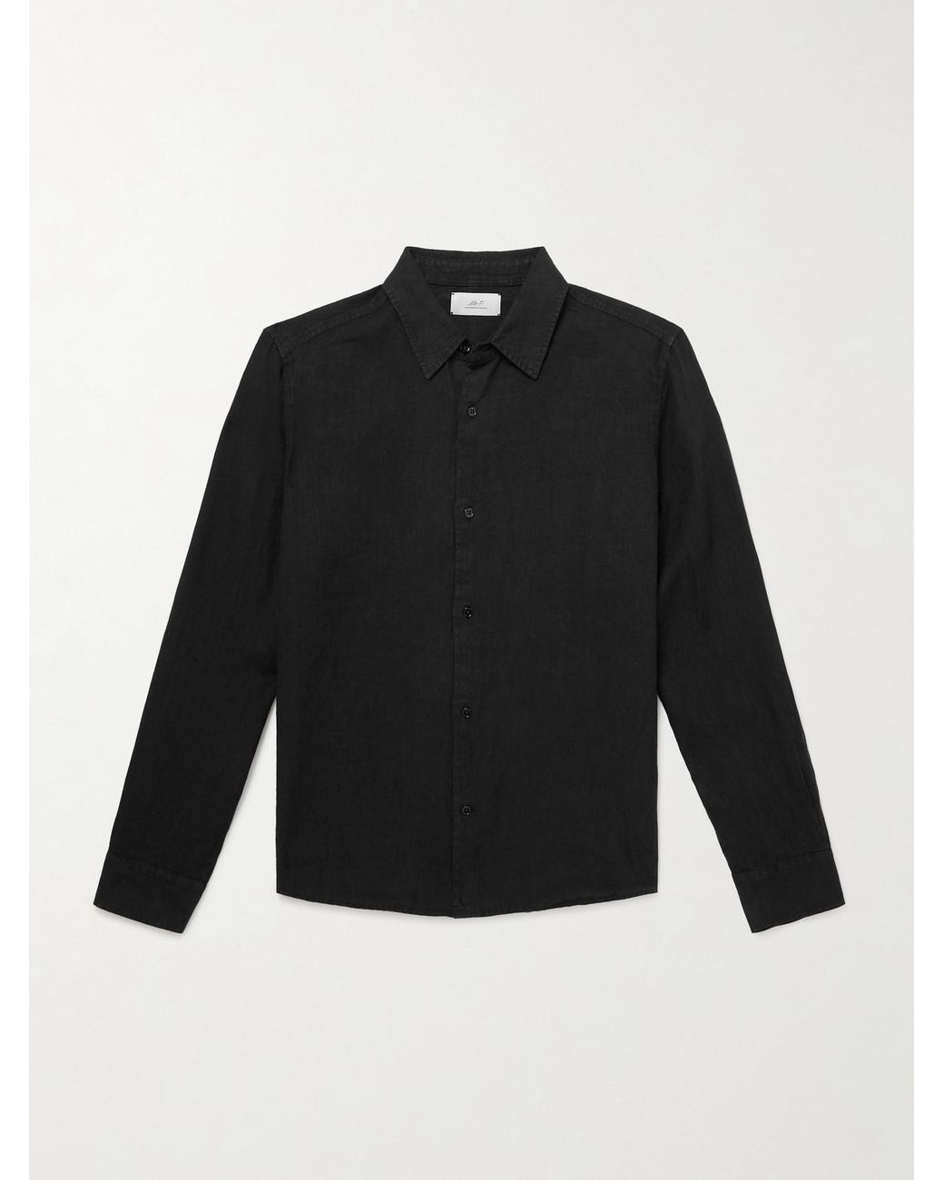 Garment-Dyed Linen Shirt di Mr P. in Black da Uomo