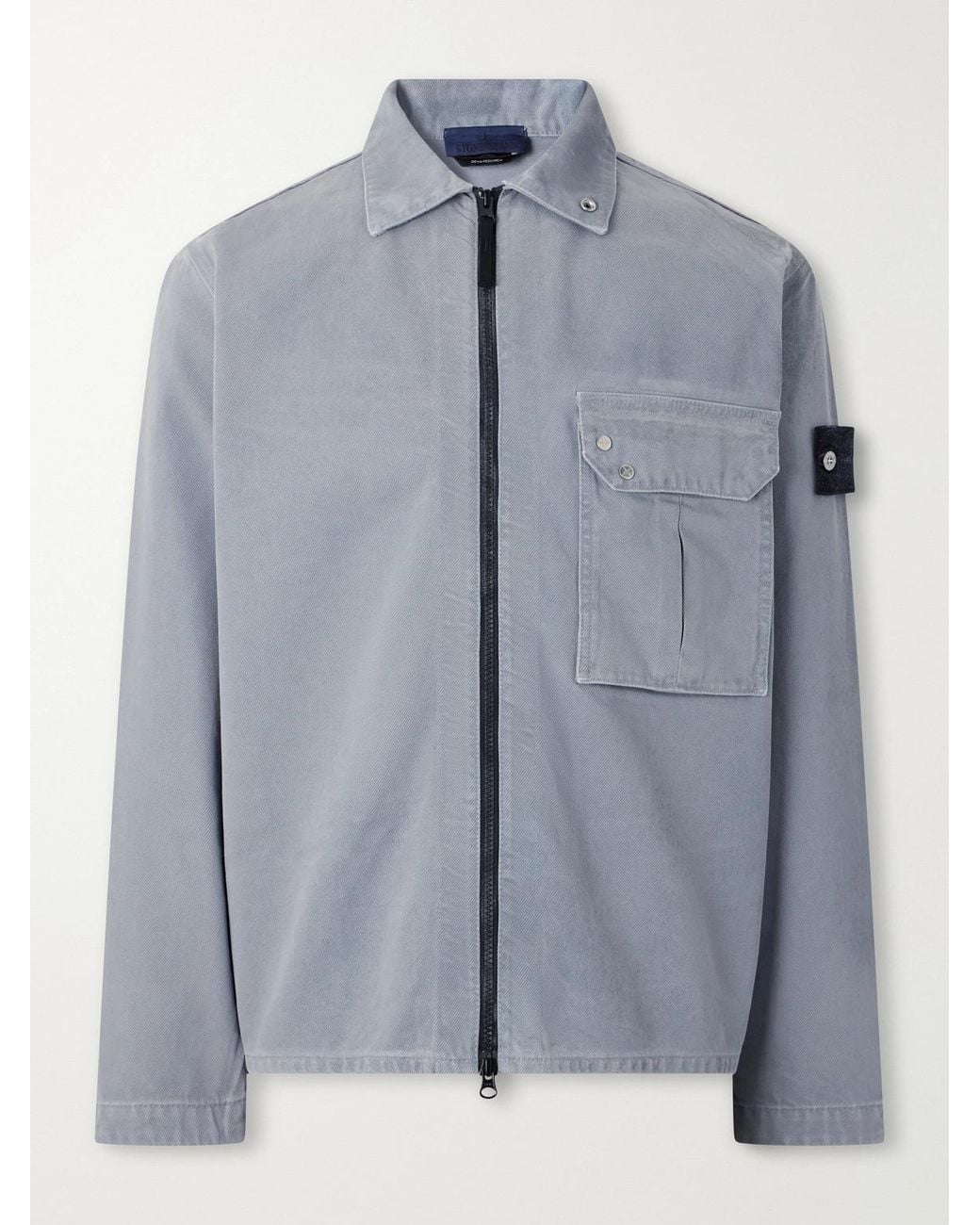 Stone Island Blue Denim Corroded Bull Denim-Tc Overshirt for men