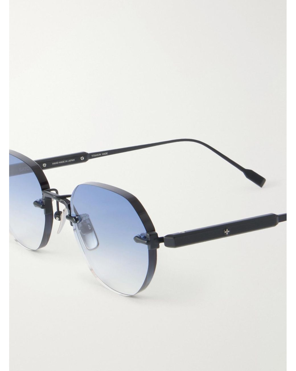 sato Blue Terebellum I Rimless Round-Frame Titanium Sunglasses for men
